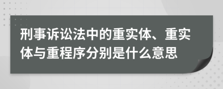 刑事诉讼法中的重实体、重实体与重程序分别是什么意思