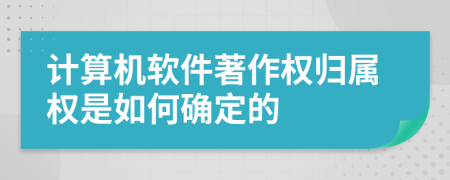 计算机软件著作权归属权是如何确定的