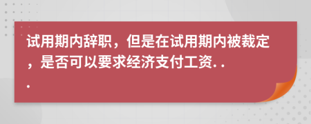 试用期内辞职，但是在试用期内被裁定，是否可以要求经济支付工资. . .