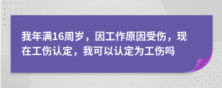 我年满16周岁，因工作原因受伤，现在工伤认定，我可以认定为工伤吗