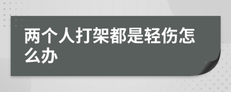两个人打架都是轻伤怎么办