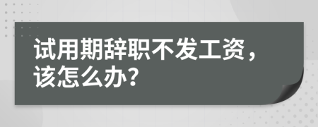 试用期辞职不发工资，该怎么办？