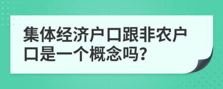 集体经济户口跟非农户口是一个概念吗？