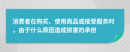 消费者在购买、使用商品或接受服务时，由于什么原因造成损害的承担