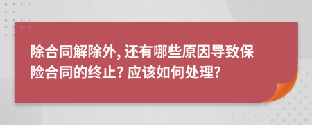除合同解除外, 还有哪些原因导致保险合同的终止? 应该如何处理?