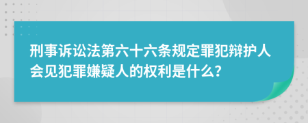 刑事诉讼法第六十六条规定罪犯辩护人会见犯罪嫌疑人的权利是什么？