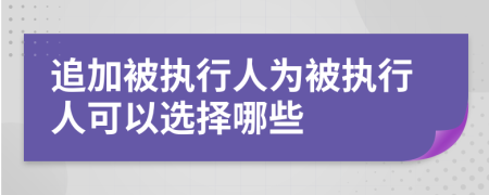 追加被执行人为被执行人可以选择哪些