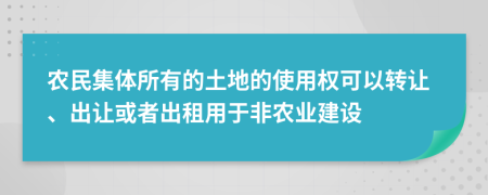 农民集体所有的土地的使用权可以转让、出让或者出租用于非农业建设