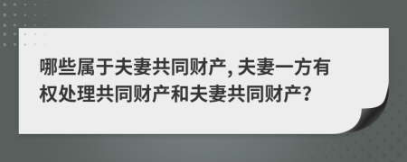 哪些属于夫妻共同财产, 夫妻一方有权处理共同财产和夫妻共同财产？