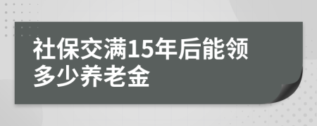 社保交满15年后能领多少养老金