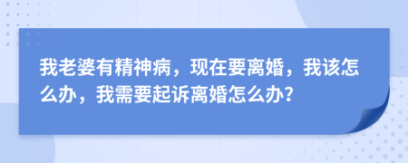 我老婆有精神病，现在要离婚，我该怎么办，我需要起诉离婚怎么办？