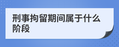 刑事拘留期间属于什么阶段