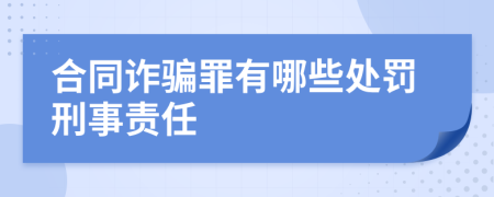 合同诈骗罪有哪些处罚刑事责任