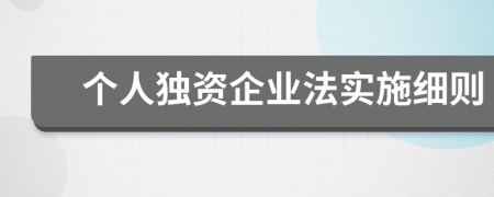 个人独资企业法实施细则