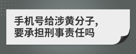 手机号给涉黄分子, 要承担刑事责任吗
