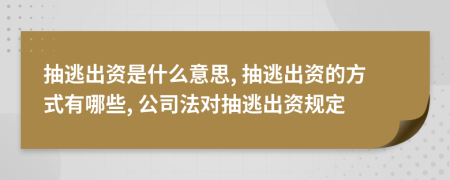 抽逃出资是什么意思, 抽逃出资的方式有哪些, 公司法对抽逃出资规定