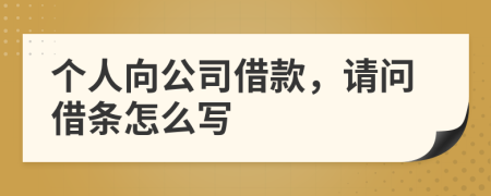 个人向公司借款，请问借条怎么写