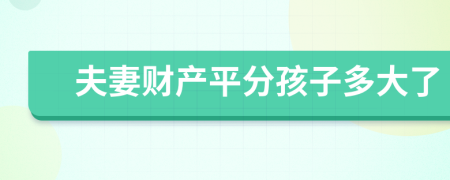 夫妻财产平分孩子多大了