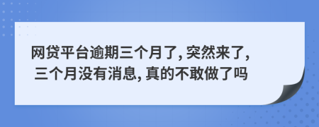 网贷平台逾期三个月了, 突然来了, 三个月没有消息, 真的不敢做了吗