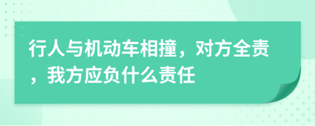 行人与机动车相撞，对方全责，我方应负什么责任