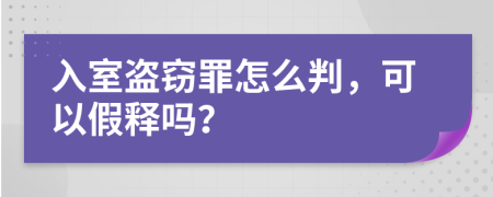 入室盗窃罪怎么判，可以假释吗？