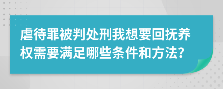 虐待罪被判处刑我想要回抚养权需要满足哪些条件和方法？