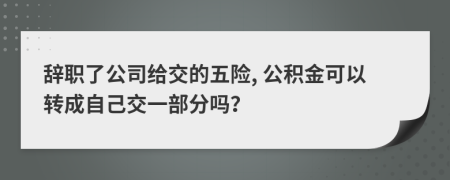 辞职了公司给交的五险, 公积金可以转成自己交一部分吗？