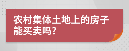 农村集体土地上的房子能买卖吗?