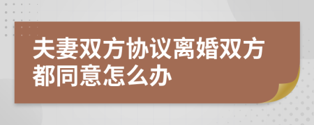 夫妻双方协议离婚双方都同意怎么办