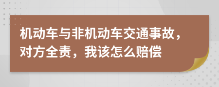 机动车与非机动车交通事故，对方全责，我该怎么赔偿