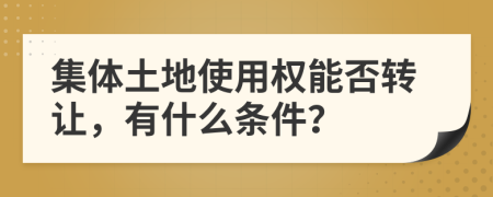 集体土地使用权能否转让，有什么条件？