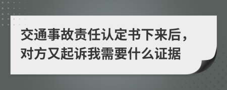 交通事故责任认定书下来后，对方又起诉我需要什么证据