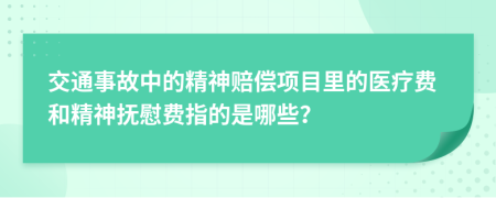 交通事故中的精神赔偿项目里的医疗费和精神抚慰费指的是哪些？