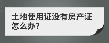 土地使用证没有房产证怎么办?