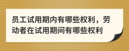 员工试用期内有哪些权利，劳动者在试用期间有哪些权利