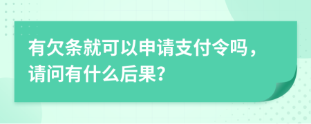 有欠条就可以申请支付令吗，请问有什么后果？