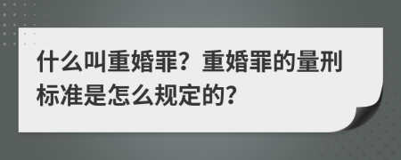 什么叫重婚罪？重婚罪的量刑标准是怎么规定的？