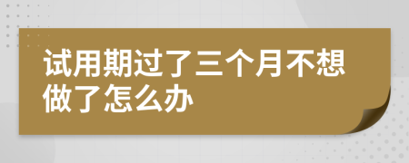 试用期过了三个月不想做了怎么办