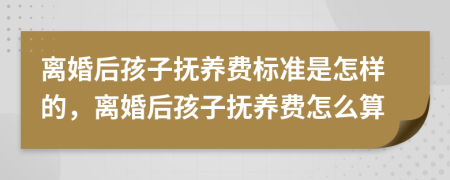 离婚后孩子抚养费标准是怎样的，离婚后孩子抚养费怎么算