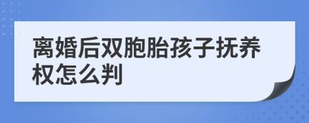 离婚后双胞胎孩子抚养权怎么判