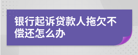 银行起诉贷款人拖欠不偿还怎么办