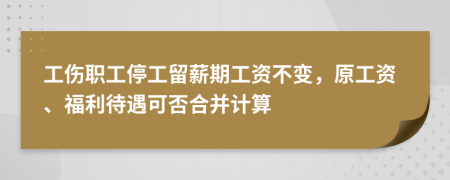 工伤职工停工留薪期工资不变，原工资、福利待遇可否合并计算