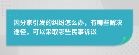 因分家引发的纠纷怎么办，有哪些解决途径，可以采取哪些民事诉讼