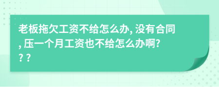 老板拖欠工资不给怎么办, 没有合同, 压一个月工资也不给怎么办啊? ? ?