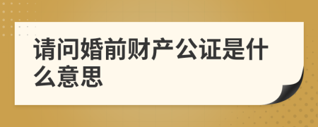 请问婚前财产公证是什么意思