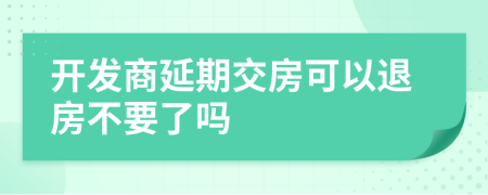 开发商延期交房可以退房不要了吗