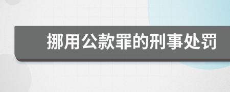 挪用公款罪的刑事处罚