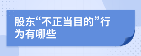 股东“不正当目的”行为有哪些