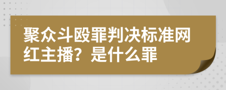 聚众斗殴罪判决标准网红主播？是什么罪