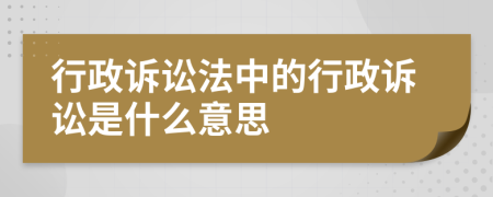 行政诉讼法中的行政诉讼是什么意思